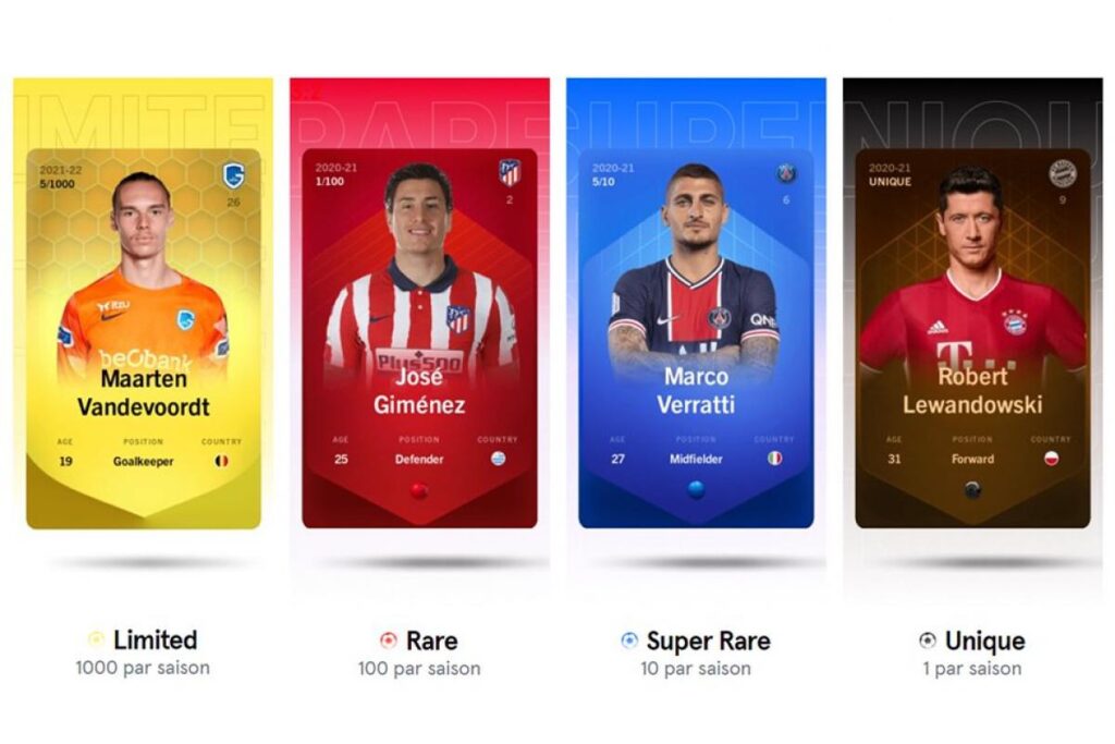 différentes cartes sorare nft