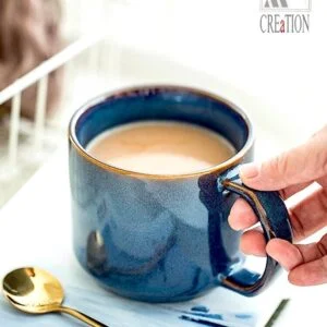 Midnight Blue: Handcrafted Shiny Ceramic Mug