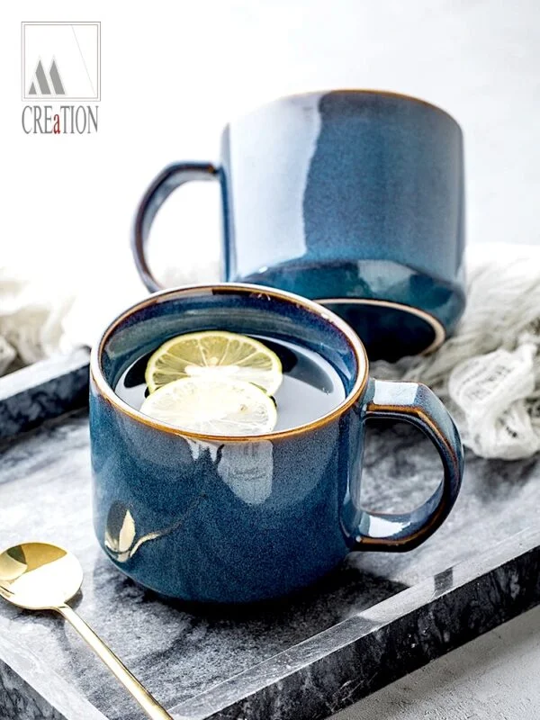 Midnight Blue: Handcrafted Shiny Ceramic Mug