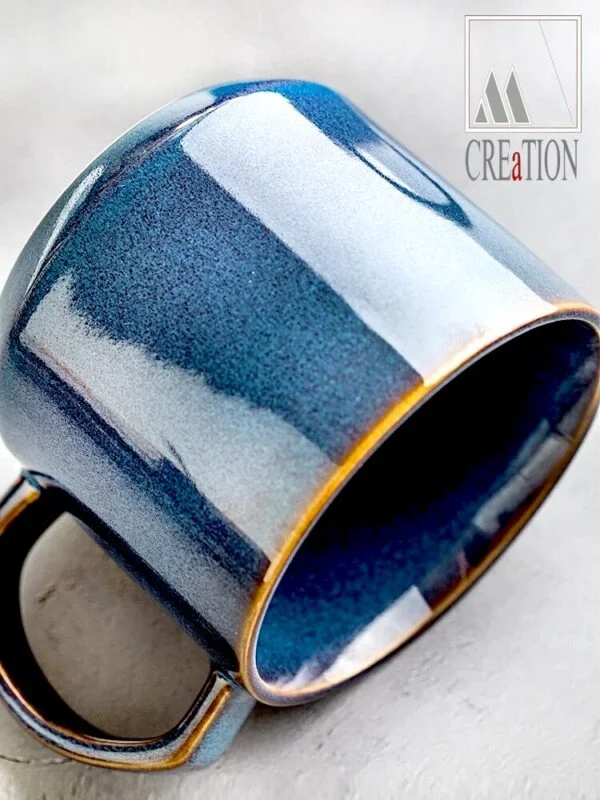 Midnight Blue: Handcrafted Shiny Ceramic Mug