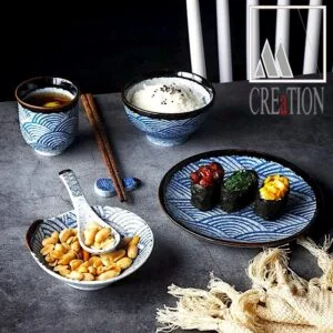 Bring the beauty of the sea to your dining table with our Sea Swirls Tunisian Ceramic Dream Plates. Made with care in the M'Creations workshop in Kairouan, this complete dinnerware set is the epitome of luxurious, high-quality craftsmanship. The iconic sea wave patterns are hand-painted with attention to detail, showcasing the traditional Tunisian hand work. With a mix of matte and shiny grey edges, each piece in this set exudes sophistication and elegance.