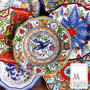 Vibrant Visions: Hand-painted Ceramic Plates and Bowls from Tunisia