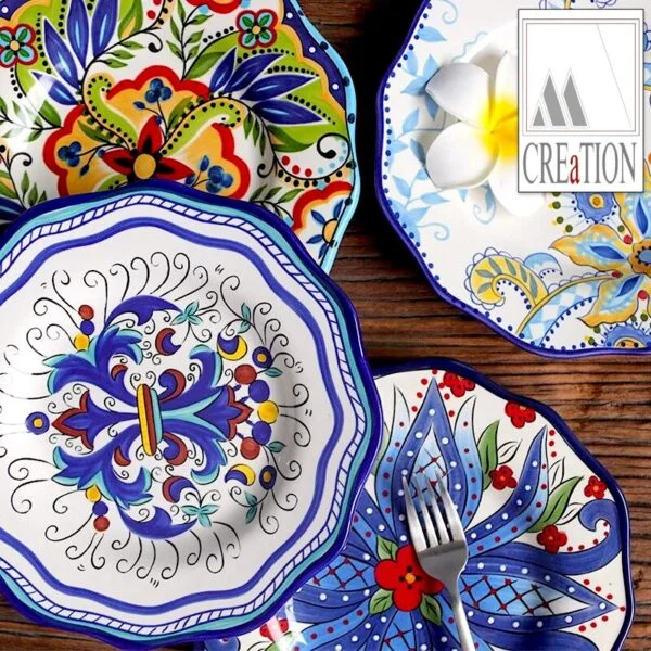 Vibrant Visions: Hand-painted Ceramic Plates and Bowls from Tunisia